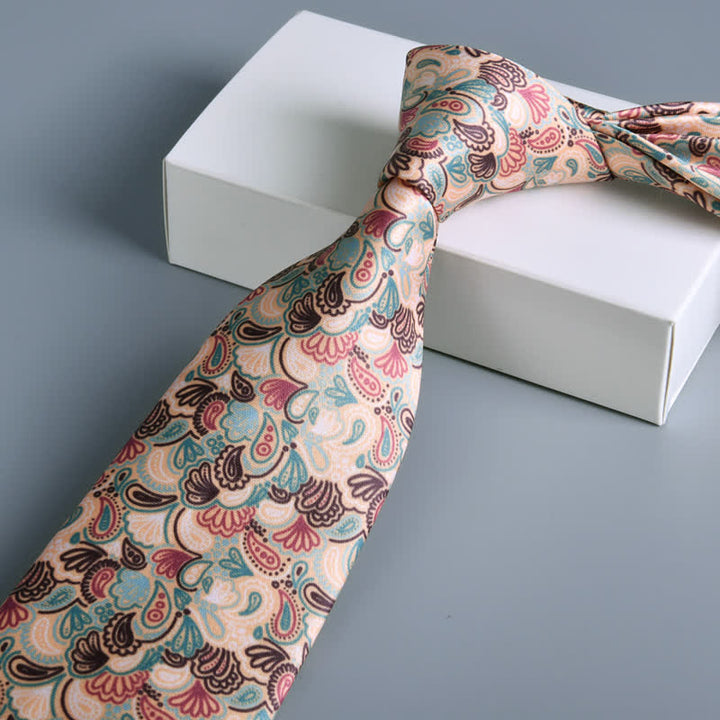 Cravatta casual da uomo con motivo Little Paisley color salmone chiaro