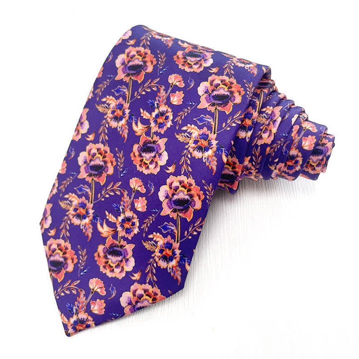Cravatta da uomo elegante viola scuro rosa floreale da sposa