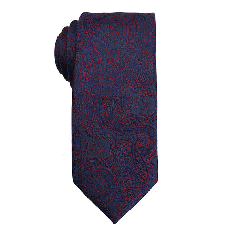 Cravatta da uomo con accessori per abito da sera Paisley della serie rosso scuro - Stile n. 3 - image 4