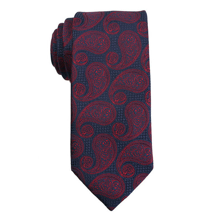 Cravatta da uomo con accessori per abito da sera Paisley della serie rosso scuro