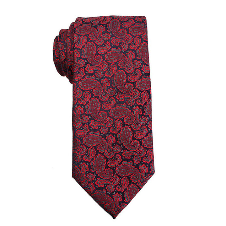 Cravatta da uomo con accessori per abito da sera Paisley della serie rosso scuro