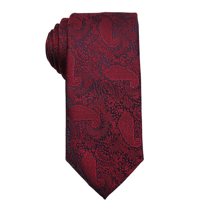 Cravatta da uomo con accessori per abito da sera Paisley della serie rosso scuro