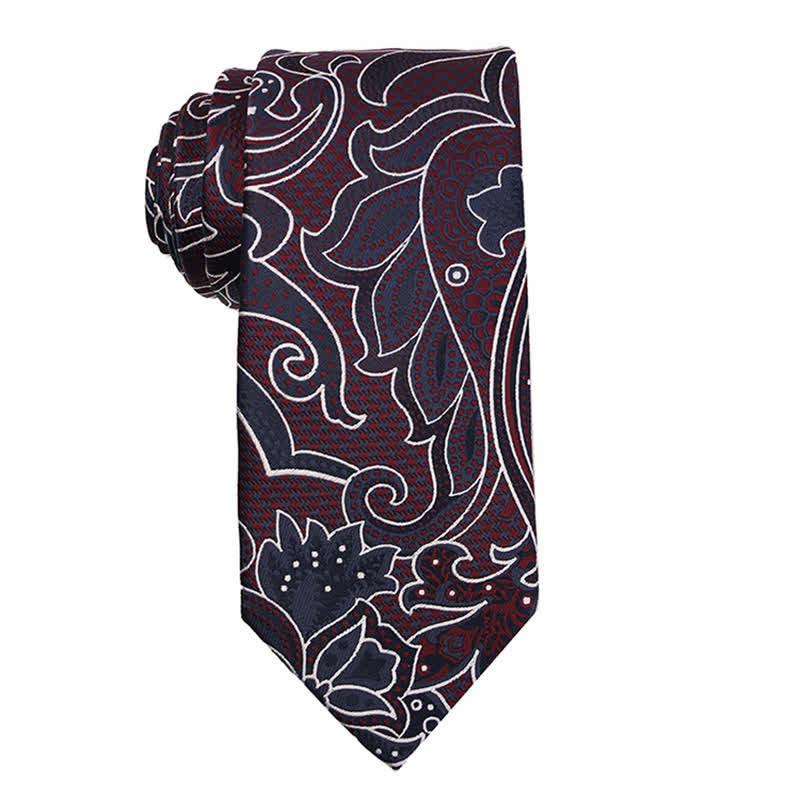 Cravatta da uomo con accessori per abito da sera Paisley della serie rosso scuro