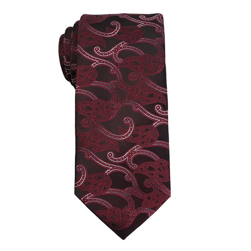Cravatta da uomo con accessori per abito da sera Paisley della serie rosso scuro
