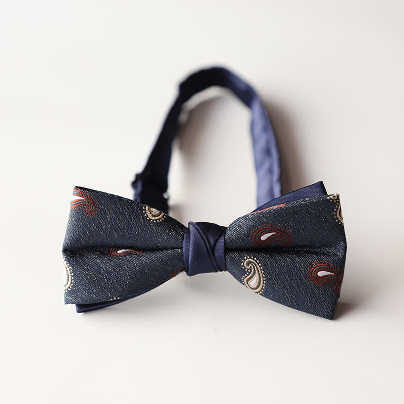 Papillon da uomo a doppio strato in tessuto jacquard a righe floreali
