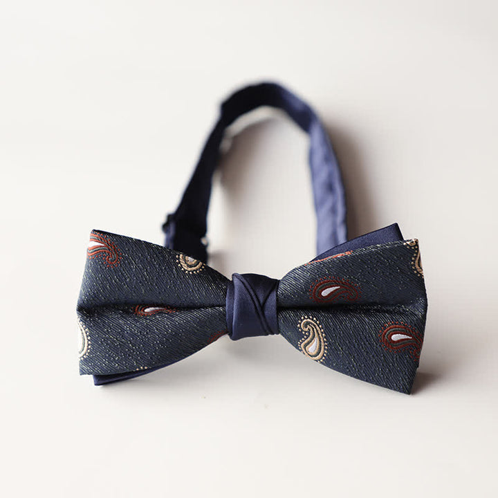 Papillon da uomo a doppio strato in tessuto jacquard a righe floreali