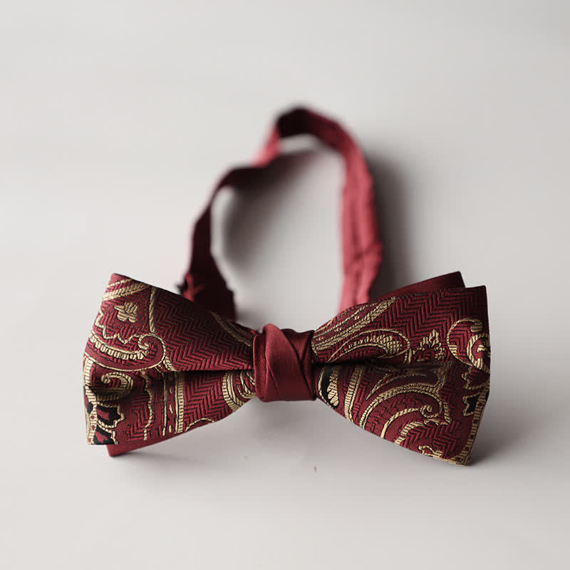 Papillon da uomo a doppio strato in tessuto jacquard a righe floreali