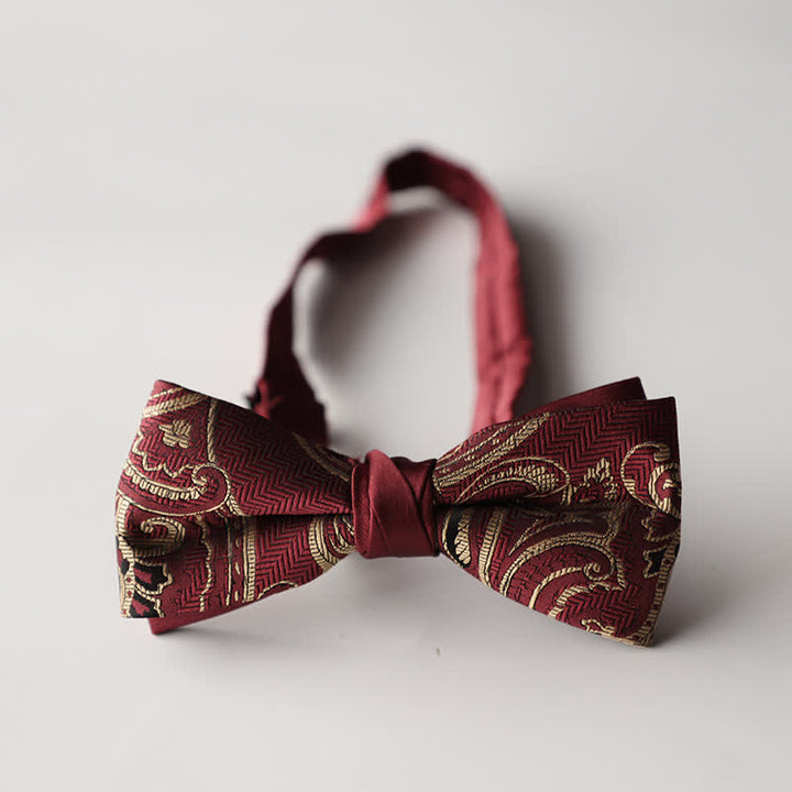 Papillon da uomo a doppio strato in tessuto jacquard a righe floreali