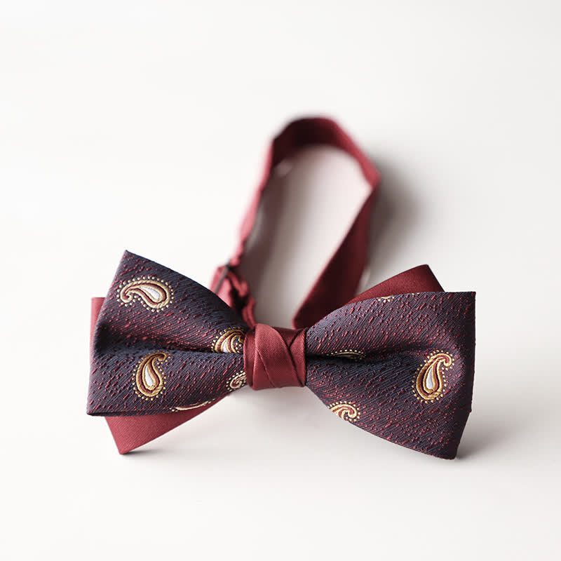 Papillon da uomo a doppio strato in tessuto jacquard a righe floreali