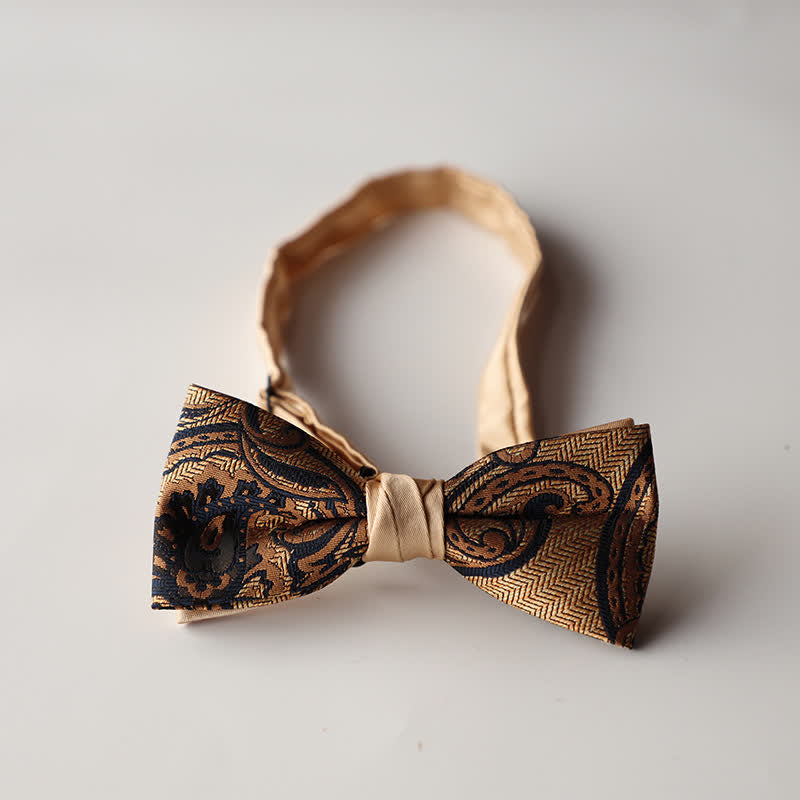 Papillon da uomo a doppio strato in tessuto jacquard a righe floreali