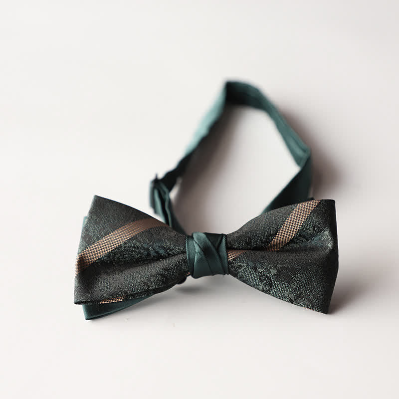 Papillon da uomo a doppio strato in tessuto jacquard a righe floreali
