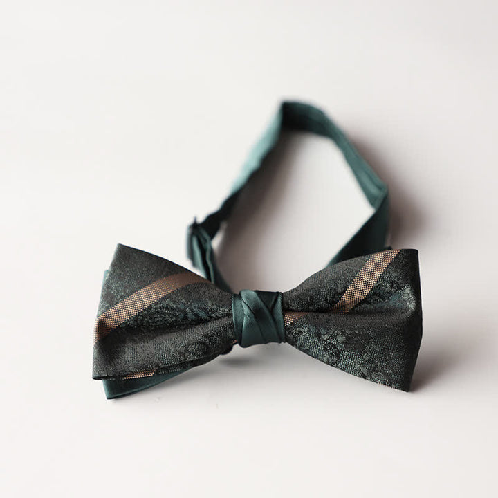 Papillon da uomo a doppio strato in tessuto jacquard a righe floreali