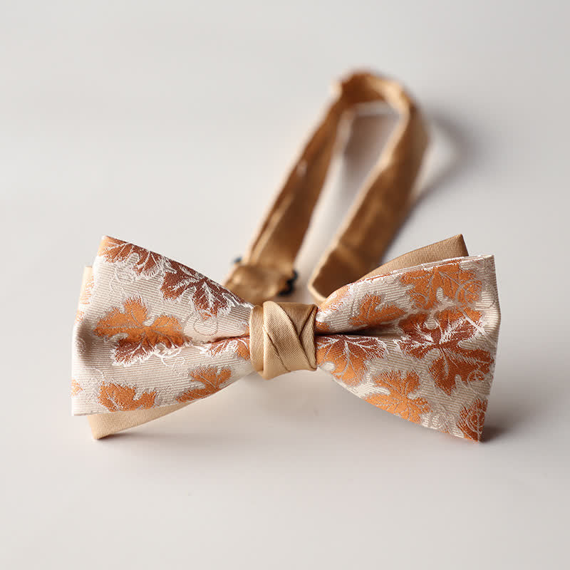 Papillon da uomo a doppio strato in tessuto jacquard a righe floreali