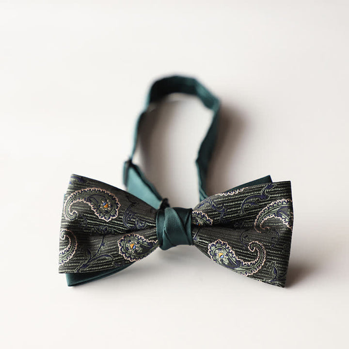 Papillon da uomo a doppio strato in tessuto jacquard a righe floreali