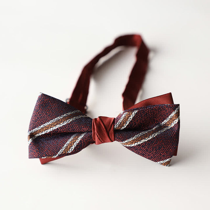 Papillon da uomo a doppio strato in tessuto jacquard a righe floreali