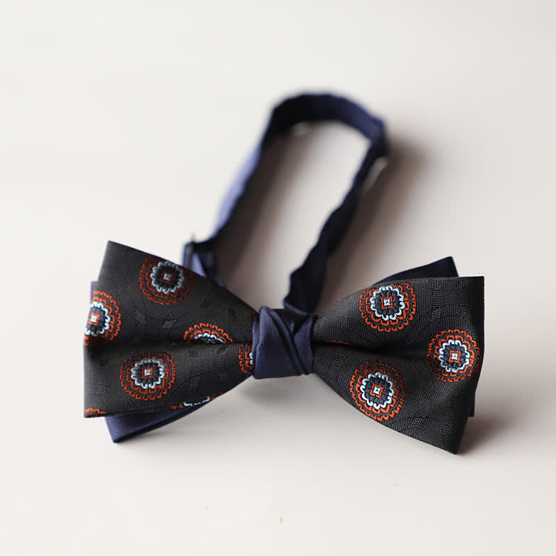 Papillon da uomo a doppio strato in tessuto jacquard a righe floreali