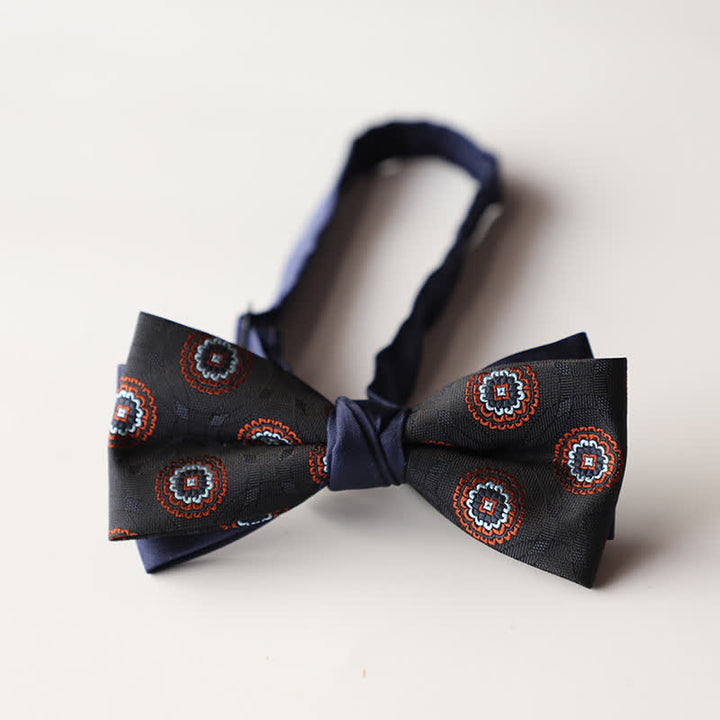 Papillon da uomo a doppio strato in tessuto jacquard a righe floreali