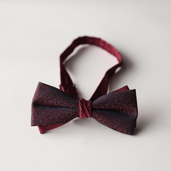 Papillon da uomo a doppio strato in tessuto jacquard a righe floreali - Stile #21 - image 23