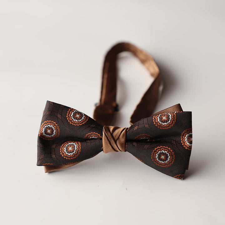 Papillon da uomo a doppio strato in tessuto jacquard a righe floreali