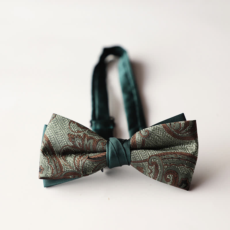 Papillon da uomo a doppio strato in tessuto jacquard a righe floreali