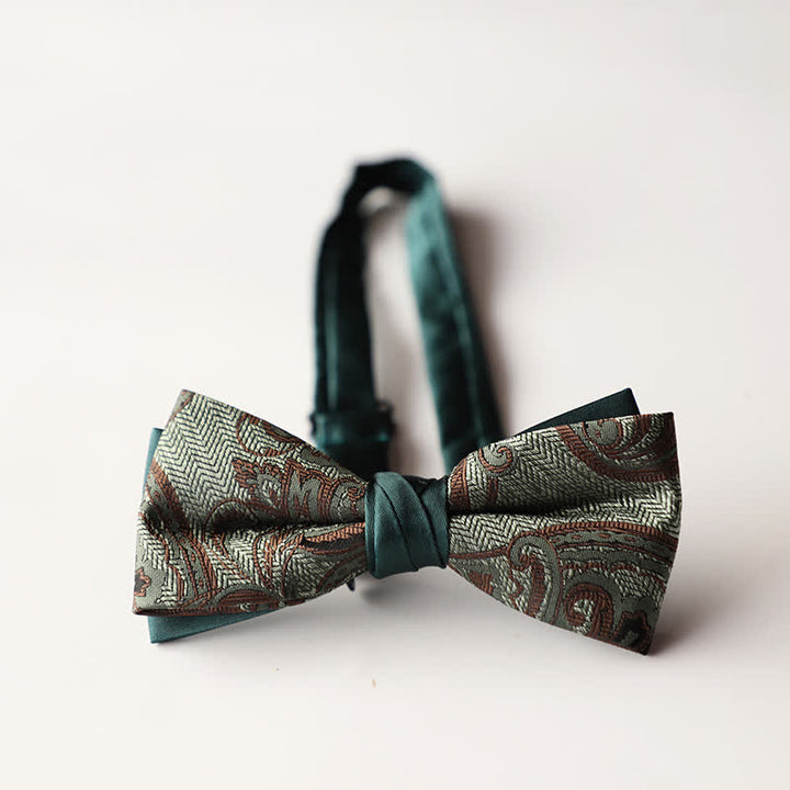 Papillon da uomo a doppio strato in tessuto jacquard a righe floreali