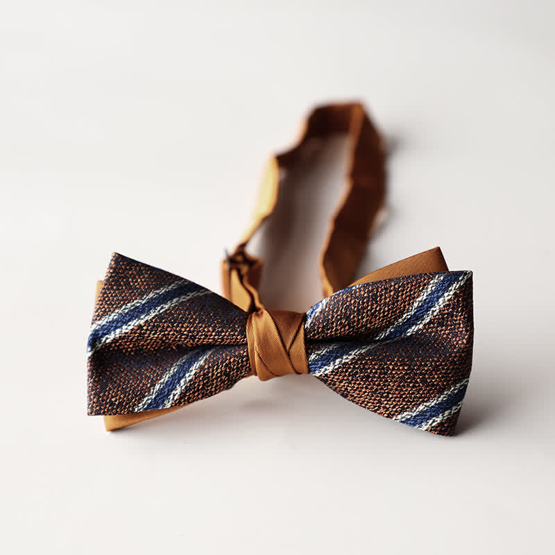 Papillon da uomo a doppio strato in tessuto jacquard a righe floreali