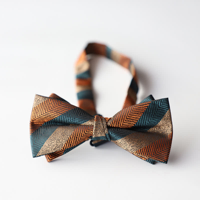Papillon da uomo a doppio strato in tessuto jacquard a righe floreali