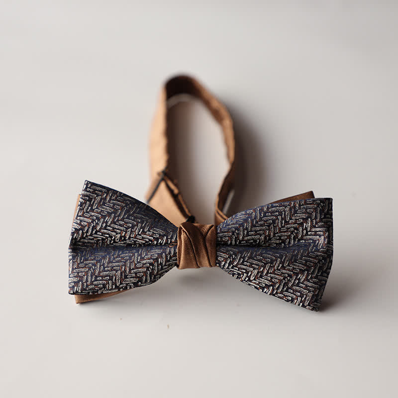 Papillon da uomo a doppio strato in tessuto jacquard a righe floreali