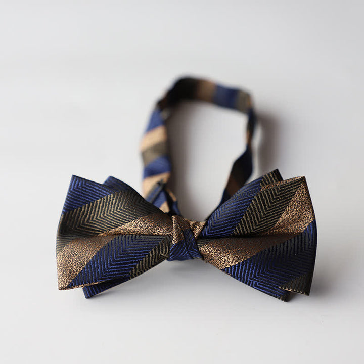 Papillon da uomo a doppio strato in tessuto jacquard a righe floreali - Stile #28 - image 30
