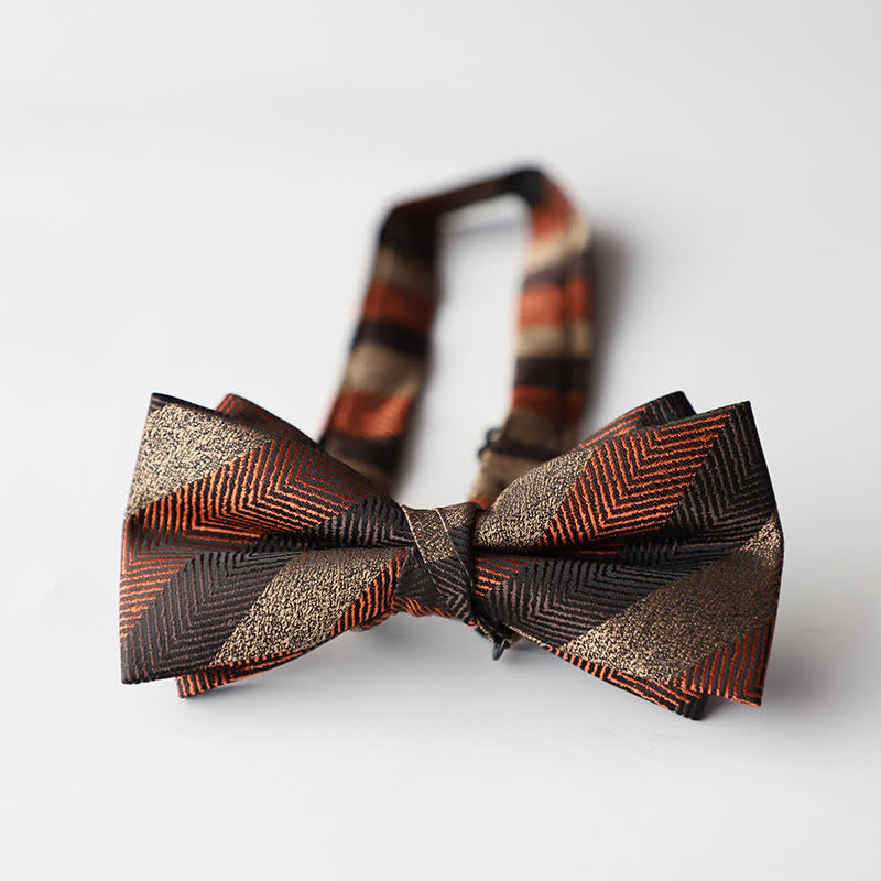 Papillon da uomo a doppio strato in tessuto jacquard a righe floreali - Stile #27 - image 29