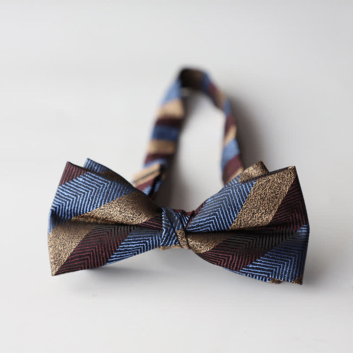 Papillon da uomo a doppio strato in tessuto jacquard a righe floreali