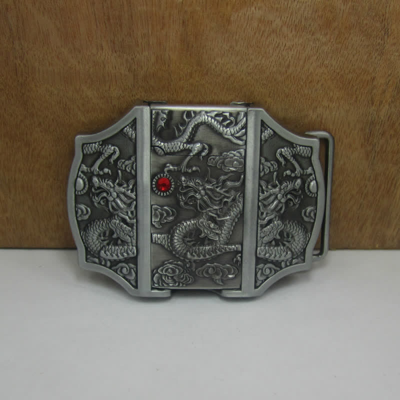 Cintura in pelle fai da te da uomo con drago in argento antico e accendino nascosto - image 2