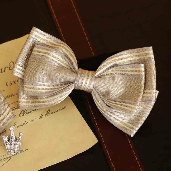 Papillon classico a righe a triplo strato lucido da uomo