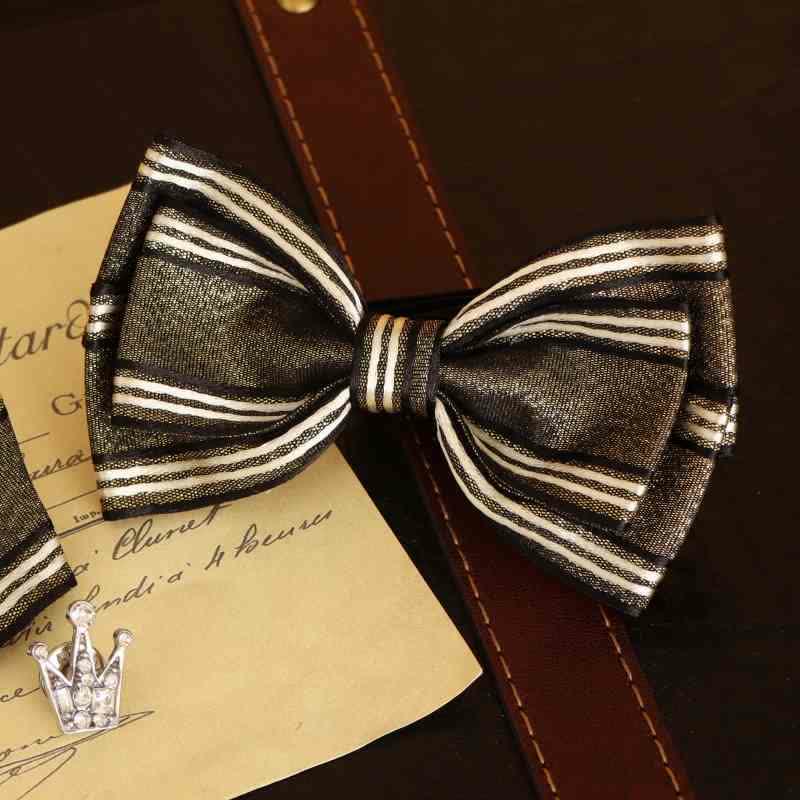Papillon classico a righe a triplo strato lucido da uomo