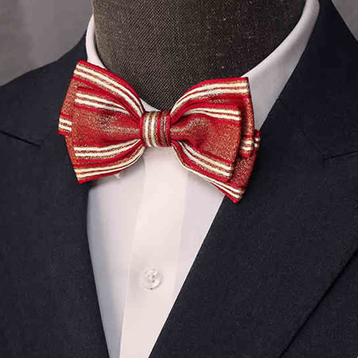 Papillon classico a righe a triplo strato lucido da uomo