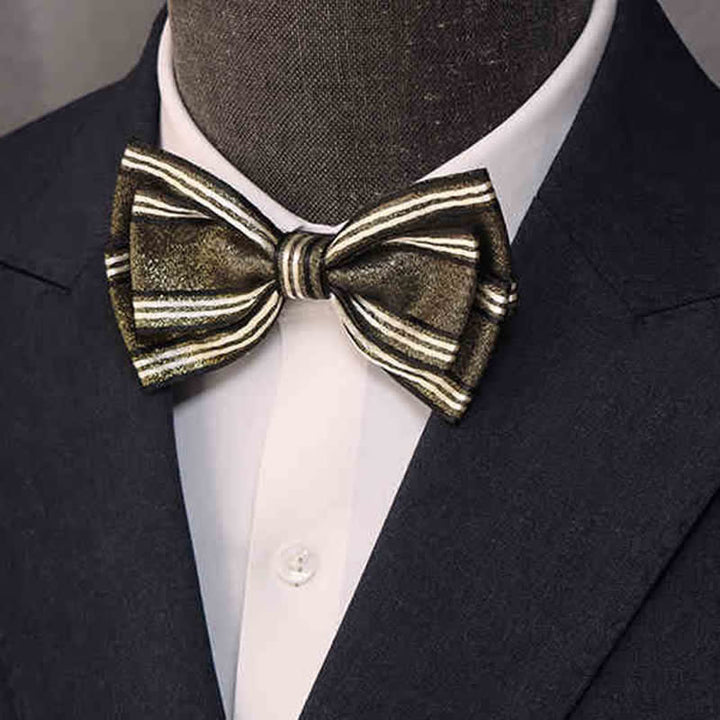Papillon classico a righe a triplo strato lucido da uomo