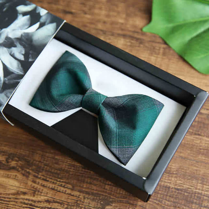 Papillon da sposo con motivo scozzese in stile britannico da uomo - Stile n. 1 - Verde - image 7