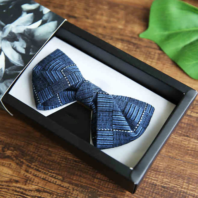 Papillon da sposo con motivo scozzese in stile britannico da uomo - Stile n. 2 - Blu - image 5