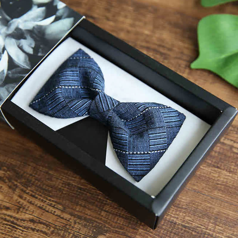 Papillon da sposo con motivo scozzese in stile britannico da uomo - Stile n. 1 - Blu - image 2
