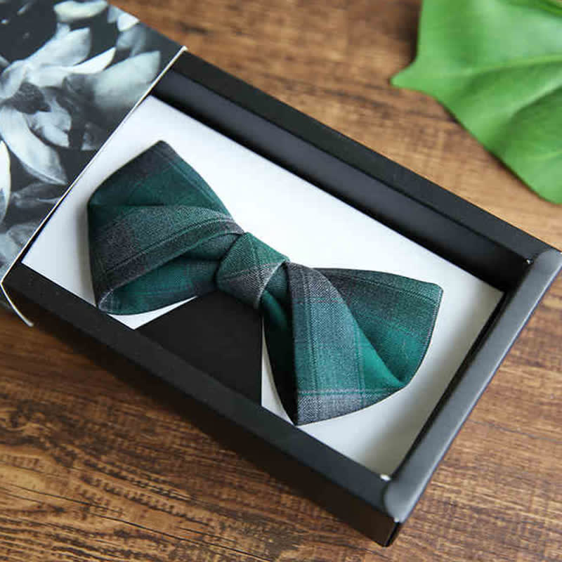 Papillon da sposo con motivo scozzese in stile britannico da uomo - Stile n. 2 - Verde - image 11