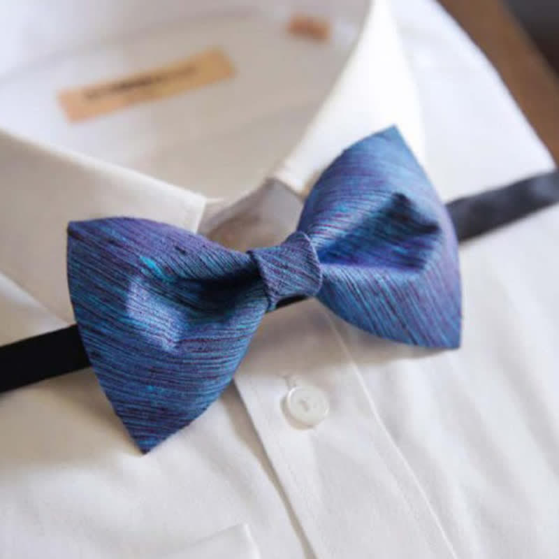 Papillon in seta con motivo a spina di pesce da uomo
