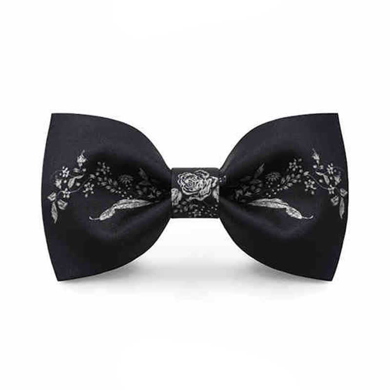 Papillon da uomo elegante con motivo floreale e vegetale - Nero - image 8