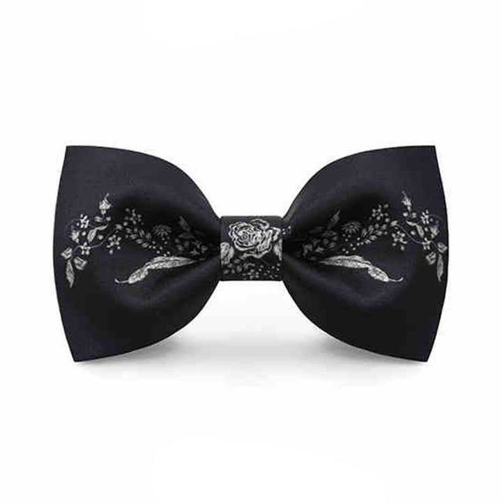 Papillon da uomo elegante con motivo floreale e vegetale - Nero - image 8