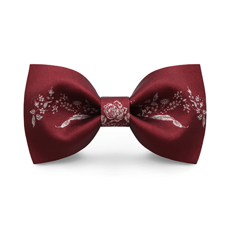 Papillon da uomo elegante con motivo floreale e vegetale - Borgogna - image 0