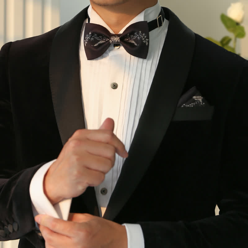 Papillon da uomo elegante con motivo floreale e vegetale