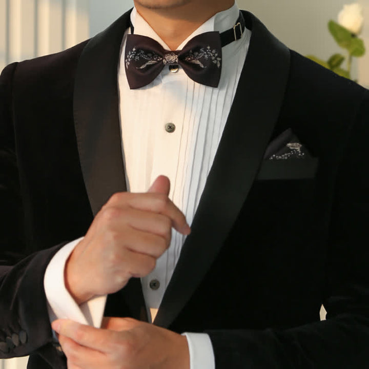 Papillon da uomo elegante con motivo floreale e vegetale