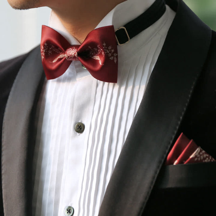 Papillon da uomo elegante con motivo floreale e vegetale