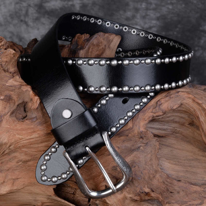 Cintura in pelle con accessori per abbigliamento gotico con borchie e rivetti rotondi
