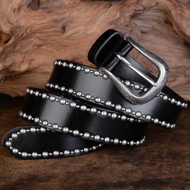 Cintura in pelle con accessori per abbigliamento gotico con borchie e rivetti rotondi
