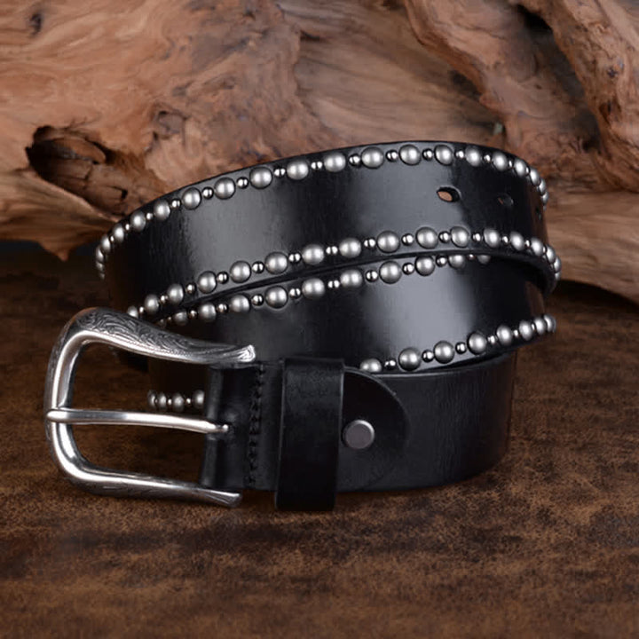 Cintura in pelle con accessori per abbigliamento gotico con borchie e rivetti rotondi